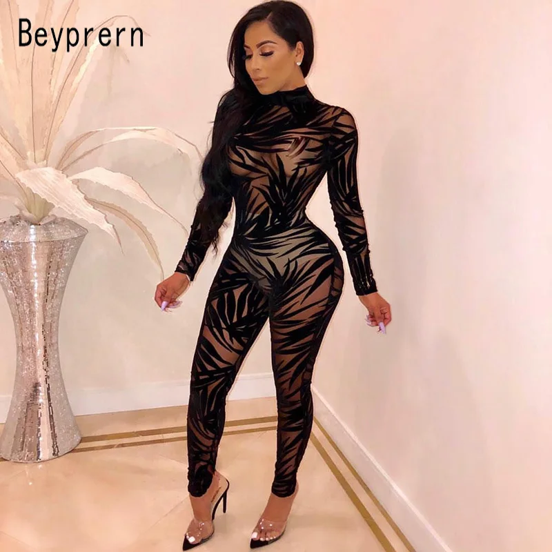 Beyprern Sexy See Through Black Skinny Mesh Jumpsuit Stretchy Printed Long Pants Bodycon Rompers Night Out Outfits Clubwears
Beyprern Sexy See Through Black Skinny Mesh Jumpsuit Stretchy Printed Long Pants Bodycon Rompers Night Out Outfits Clubwears