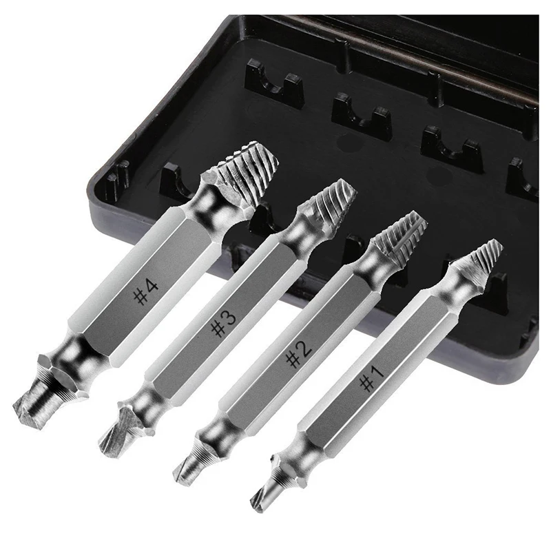 4Pcs/Set Hardened Steel Damaged Screw Extractor Tool and Broken Bolt Extractor Set
4Pcs/Set Hardened Steel Damaged Screw Extractor Tool and Broken Bolt Extractor Set