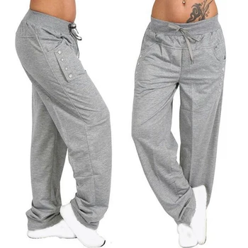 2019 Women Casual Loose Fitness Sweatpants Baggy Wide Leg Pants Ladies Drawstring Button Harem Pants Solid Trousers Plus Size
2019 Women Casual Loose Fitness Sweatpants Baggy Wide Leg Pants Ladies Drawstring Button Harem Pants Solid Trousers Plus Size