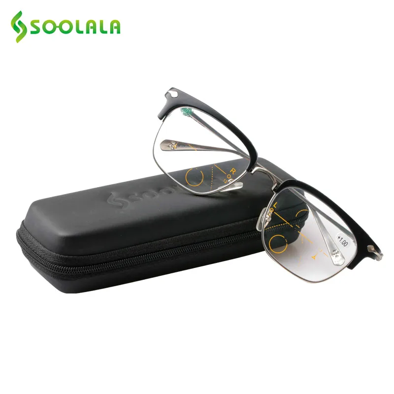 SOOLALA Multifocal Reading Glasses Alloy Bifocal Progressive Reading Glasses Half Rim Mens Presbyopia Hyperopia Multifocal Glass
SOOLALA Multifocal Reading Glasses Alloy Bifocal Progressive Reading Glasses Half Rim Mens Presbyopia Hyperopia Multifocal Glass