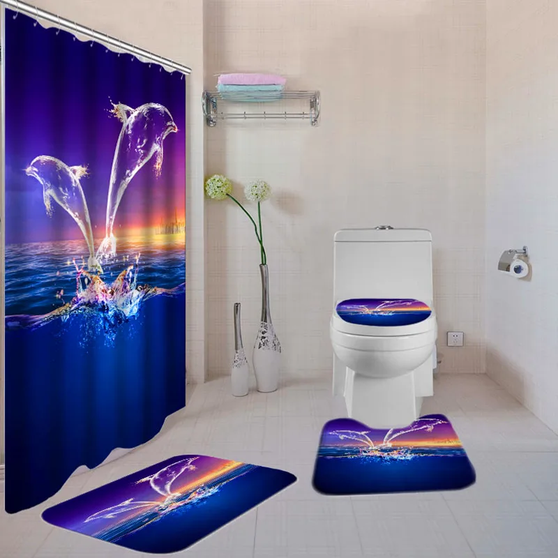 Waterproof Glowing Dolphin Printing Shower Curtain Non-Slip Floor Mat Rug Lid Toilet Cover Bathroom Suit Waterproof Bath Curtain
Waterproof Glowing Dolphin Printing Shower Curtain Non-Slip Floor Mat Rug Lid Toilet Cover Bathroom Suit Waterproof Bath Curtain