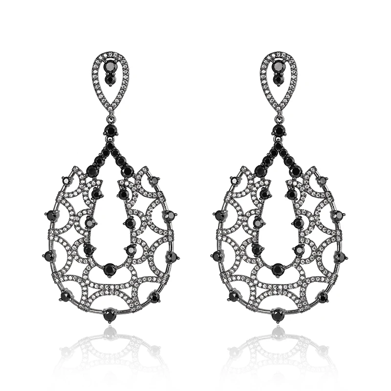 Brincos 2018 New Arrivals Vintage Luxury Piercing Black And White Color Water Drop Shape Exquisite Earrings For Women | Украшения и