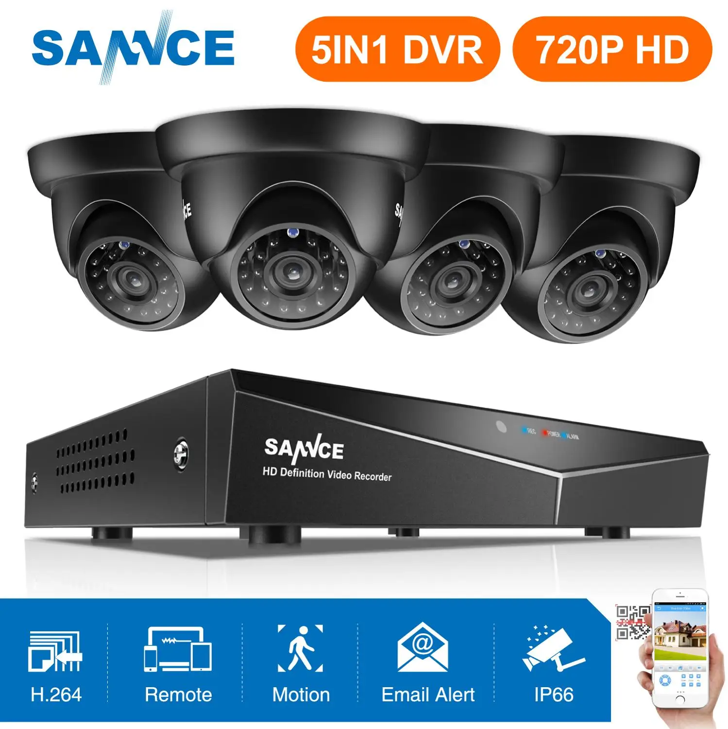 SANNCE 8CH 720P Security Camera System HDMI 5IN1 DVR With 4PCS TVI 720P Outdoor Weatherproof CCTV Home Video Surveillance kits
SANNCE 8CH 720P Security Camera System HDMI 5IN1 DVR With 4PCS TVI 720P Outdoor Weatherproof CCTV Home Video Surveillance kits