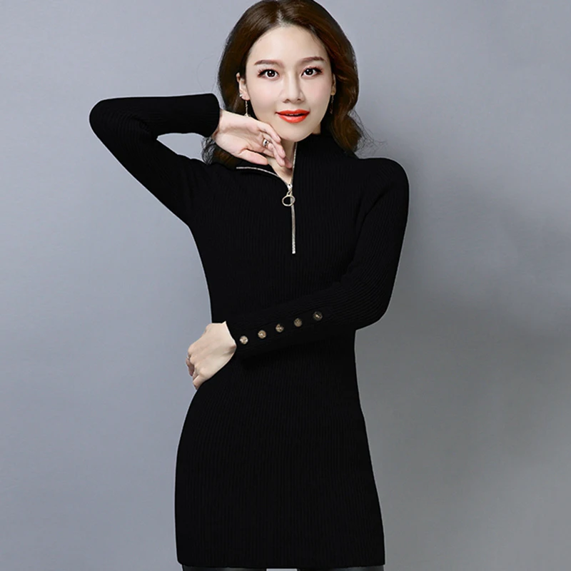 Female Autumn Winter New Long sleeve Knitted Sweater Inner wear Women Long Slim Pullover Sweater Women Solid color Sweater S665
Female Autumn Winter New Long sleeve Knitted Sweater Inner wear Women Long Slim Pullover Sweater Women Solid color Sweater S665