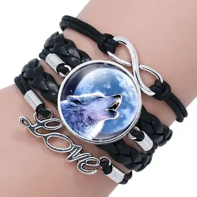 Retro Style Leather Jewelry Boho Glass Cabochon Moon Wolf Pattern Bracelet Beaded Charm Wrap Bangles for Men Women boys gifts
Retro Style Leather Jewelry Boho Glass Cabochon Moon Wolf Pattern Bracelet Beaded Charm Wrap Bangles for Men Women boys gifts