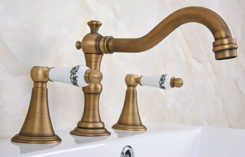 Antique Brass Dual Ceramic Flower Levers Handles Widespread 3 Hole Install Bathroom Sink Basin Faucet Mixer Taps aan085
Antique Brass Dual Ceramic Flower Levers Handles Widespread 3 Hole Install Bathroom Sink Basin Faucet Mixer Taps aan085