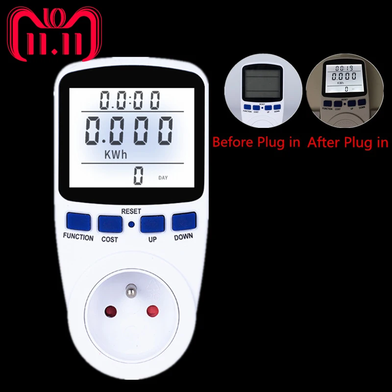 FR Plug Digital Energy Meter Wattmeter Energy Analyzer with Backlight Electronic Power Meter Record Volt Voltage Outlet Socket
FR Plug Digital Energy Meter Wattmeter Energy Analyzer with Backlight Electronic Power Meter Record Volt Voltage Outlet Socket
