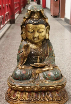 USPS to USA S1784 22" Chinese Cloisonne Enamel Bronze Gold Kwan-Yin Guan Yin Pot Buddha Statue Set 
USPS to USA S1784 22" Chinese Cloisonne Enamel Bronze Gold Kwan-Yin Guan Yin Pot Buddha Statue Set