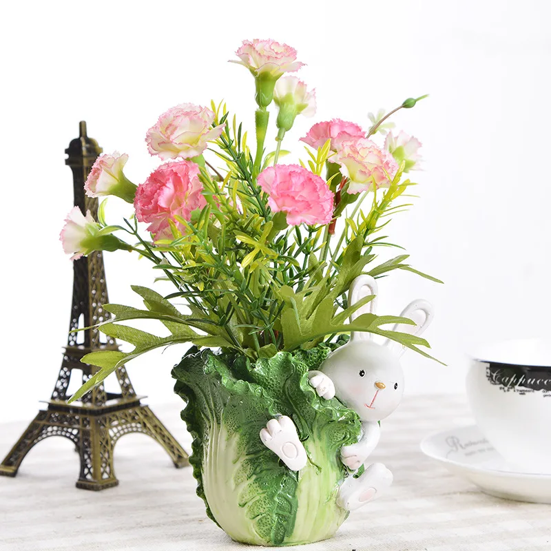Фото Капуста кролик Украшения горшках искусственные цветы набор - купить