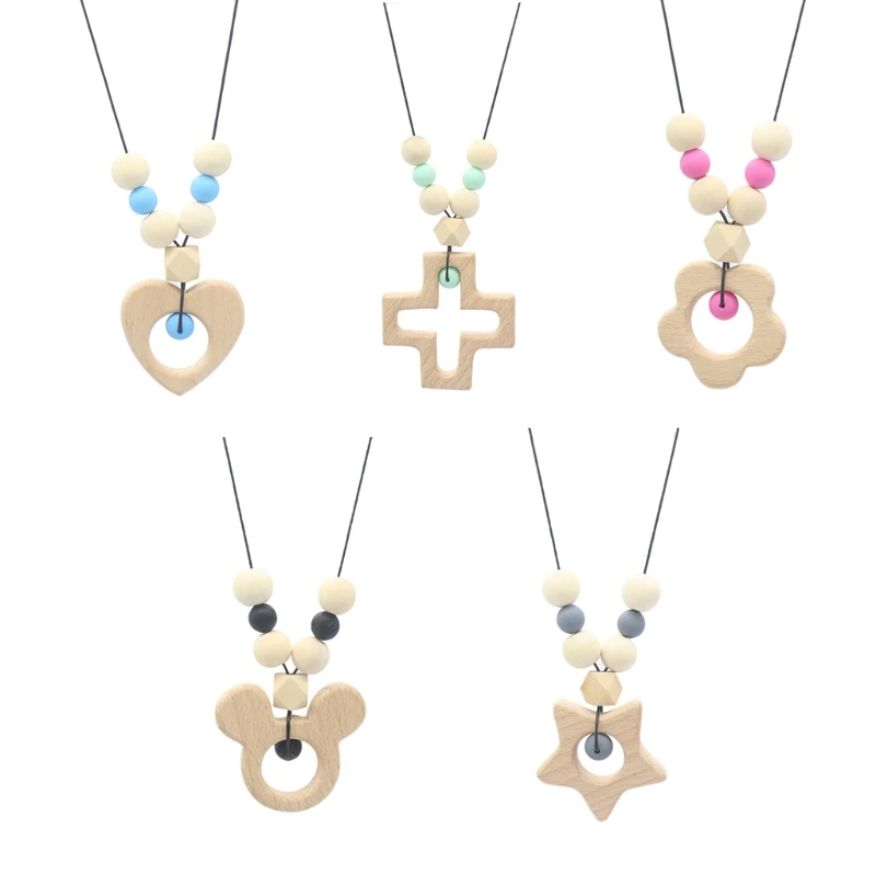 Baby Teether Necklace Silicone Wooden Pendant Beads Star Teething Nursing Toys-m15
Baby Teether Necklace Silicone Wooden Pendant Beads Star Teething Nursing Toys-m15