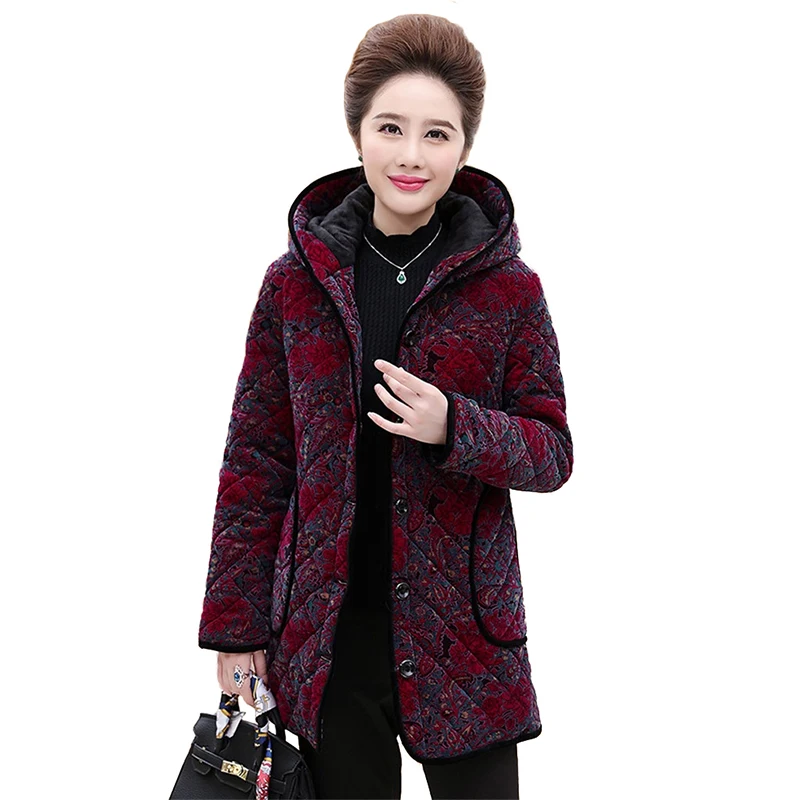 2018 Flocking Thicken coat middle aged female Cotton jacket winter warm parkas printing Plus size Flannel Hooded tops Women N287
2018 Flocking Thicken coat middle aged female Cotton jacket winter warm parkas printing Plus size Flannel Hooded tops Women N287