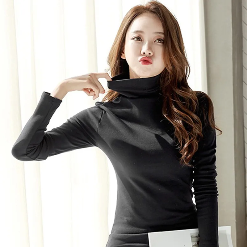Spring Autumn Women Turtleneck Milk Silk Pullovers Bottoming Black Shirt Long Sleeve Basic Bottoming Red Tee Femme T-shirt Tops
Spring Autumn Women Turtleneck Milk Silk Pullovers Bottoming Black Shirt Long Sleeve Basic Bottoming Red Tee Femme T-shirt Tops
