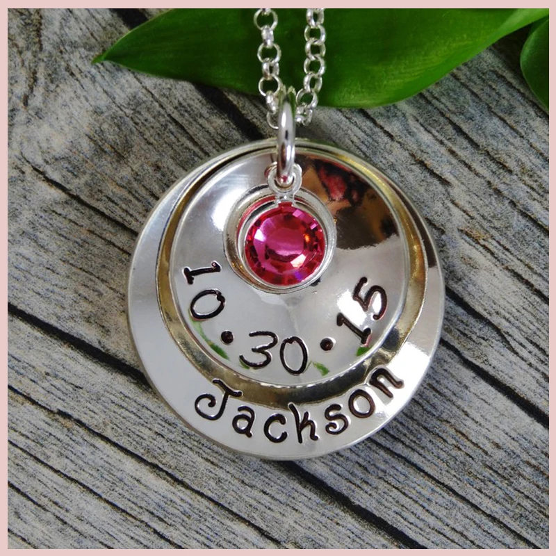 SG 925 Silver Birthstone Pendant Necklace Personalized Hand Stamped Name&Date Customization Collares Ideas Gift for Mothers Day.
SG 925 Silver Birthstone Pendant Necklace Personalized Hand Stamped Name&Date Customization Collares Ideas Gift for Mothers Day.