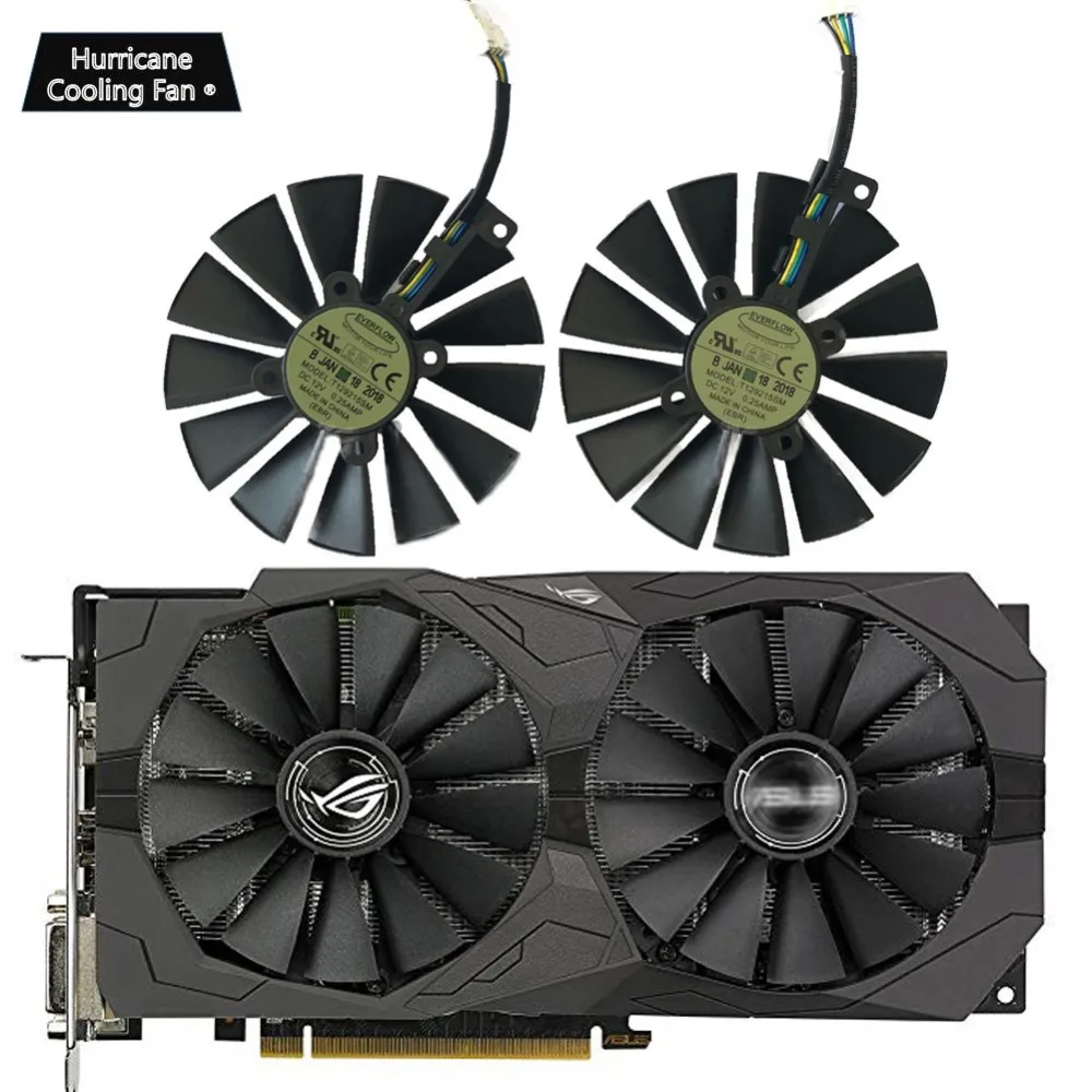 Вентилятор для видеокарт 95 мм T129215SM 4Pin 12В ASUS STRIX GTX 1050 1050Ti 1070Ti 1080Ti RX 470 570 580 RX470 RX570 RX580