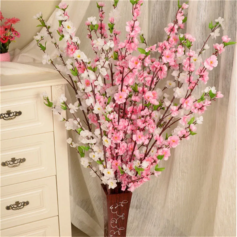 Искусственные цветы персикового цвета из цветов сливы шелковые для украшения