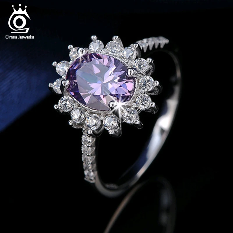 ORSA JEWELS Oval Cut Engagement Ring For Women With 2 ct Purple&Small Clear Cubic Zircon Trendy Female Rings Party Jewelry AOR38
ORSA JEWELS Oval Cut Engagement Ring For Women With 2 ct Purple&Small Clear Cubic Zircon Trendy Female Rings Party Jewelry AOR38