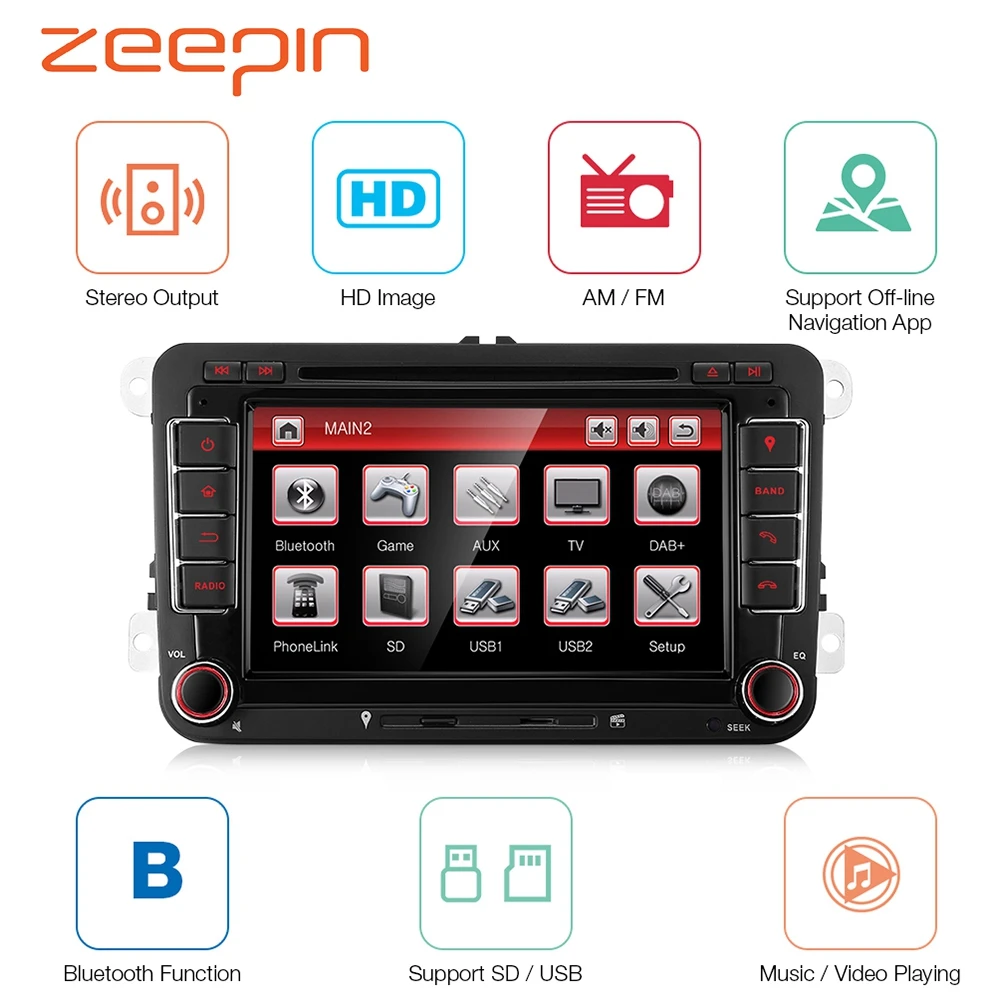 Car Multimedia Player GPS Navigation Bluetooth 2Din 7'' WiFi Stereo Audio Auto AM FM Radio Car DVD CD Video AV-IN RDS for VW
Car Multimedia Player GPS Navigation Bluetooth 2Din 7'' WiFi Stereo Audio Auto AM FM Radio Car DVD CD Video AV-IN RDS for VW