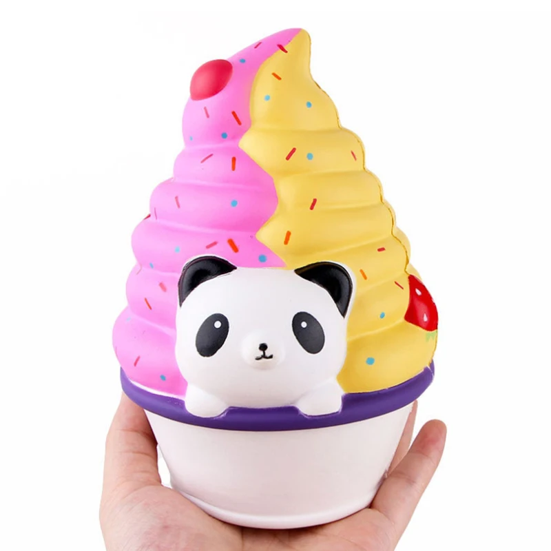 

Jumbo Panda Ice Cream Squishy Simulation Slow Rising Soft Bread Scented Squeeze Toy Stress Relief Funny for Kids Gift 12*16CM