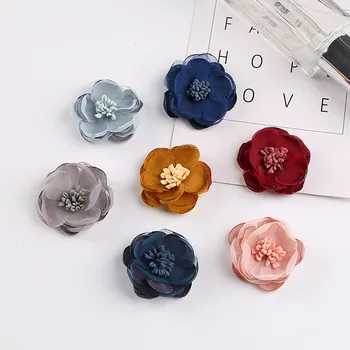 

4.5cm burning Fabric Chiffon Rosette Flowers DIY Boutique Blossom Hair Flower Without Clips Girl Headband Accessories