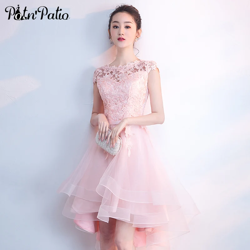 Pink Short Graduation Dresses 2019 Summer Elegant Lace Tulle High Low Junior Homecoming Dresses
Pink Short Graduation Dresses 2019 Summer Elegant Lace Tulle High Low Junior Homecoming Dresses