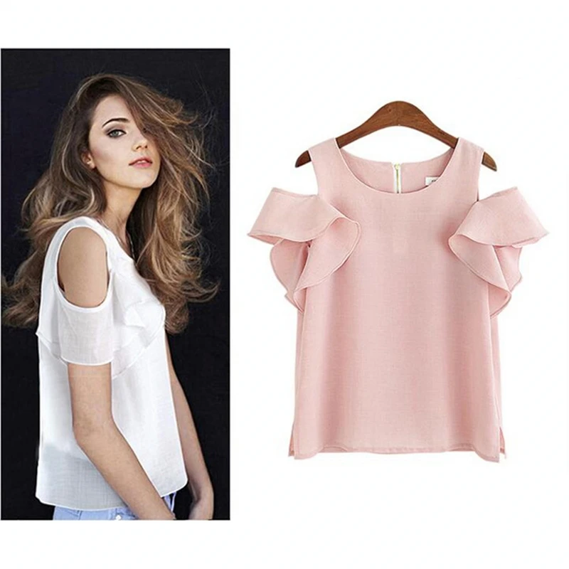 Blouse Women 2019 Summer Ruffled Short Sleeve Elegant Girls Off Shoulder Slim White Pink Chiffon Tops Shirt blusas mujer de moda
Blouse Women 2019 Summer Ruffled Short Sleeve Elegant Girls Off Shoulder Slim White Pink Chiffon Tops Shirt blusas mujer de moda