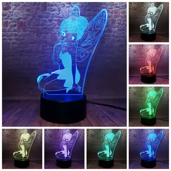 Fairy Tinkerbell Cartoon Figuras 3D Illusion Nightlight LED 7 Colors Change Light Princess Tinker Bell Anime Figure Toys Girls
Fairy Tinkerbell Cartoon Figuras 3D Illusion Nightlight LED 7 Colors Change Light Princess Tinker Bell Anime Figure Toys Girls