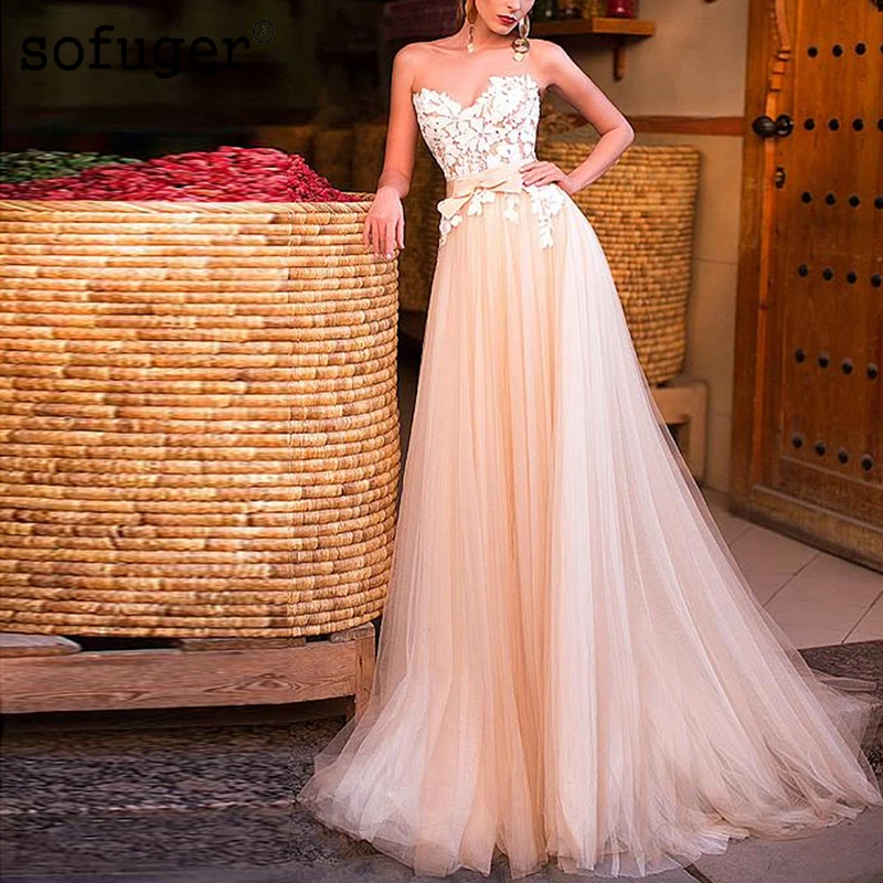 Champion Sweetheart Aline Strapless Elegant Wedding Dress Robe De Mariee Sofuge Boho Dubai Arabic Abiti Da Sposa Long Dresses
Champion Sweetheart Aline Strapless Elegant Wedding Dress Robe De Mariee Sofuge Boho Dubai Arabic Abiti Da Sposa Long Dresses