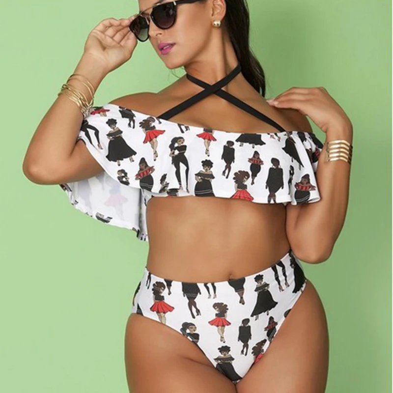 Large Size Off Shoulder Cross Bandage Bikini Set Women 2018 Sexy High Waist Print Swimwear Push Up Swimsuit Plus Size Swimwear
Large Size Off Shoulder Cross Bandage Bikini Set Women 2018 Sexy High Waist Print Swimwear Push Up Swimsuit Plus Size Swimwear