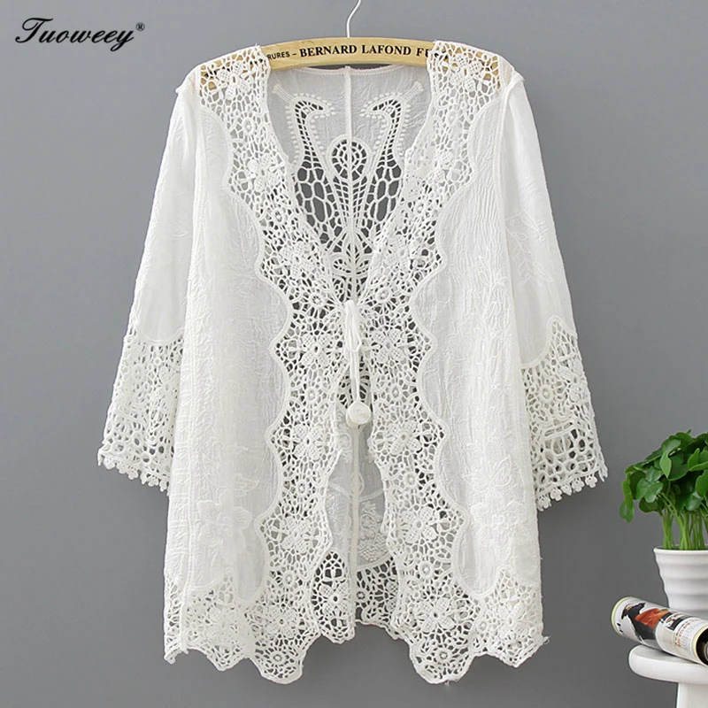 2019 Casual Loose Woman Shirt Fashion Half Sleeve Kimono Cardigan Blouses Hollow Out White Lace Blouse Kimono Summer Women Tops
2019 Casual Loose Woman Shirt Fashion Half Sleeve Kimono Cardigan Blouses Hollow Out White Lace Blouse Kimono Summer Women Tops