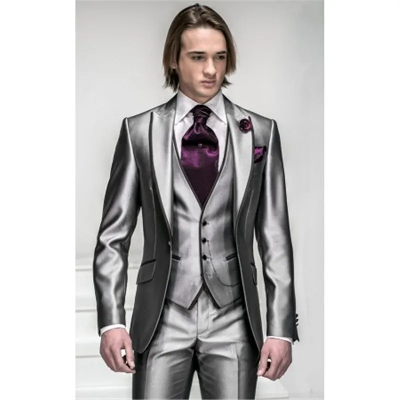 

Custom Made Two Buttons Groom Tuxedos Best Man Notch Lapel Bridegroom Groomsmen Men Wedding Suits(Jacket+Pants+Tie+Vest) A36