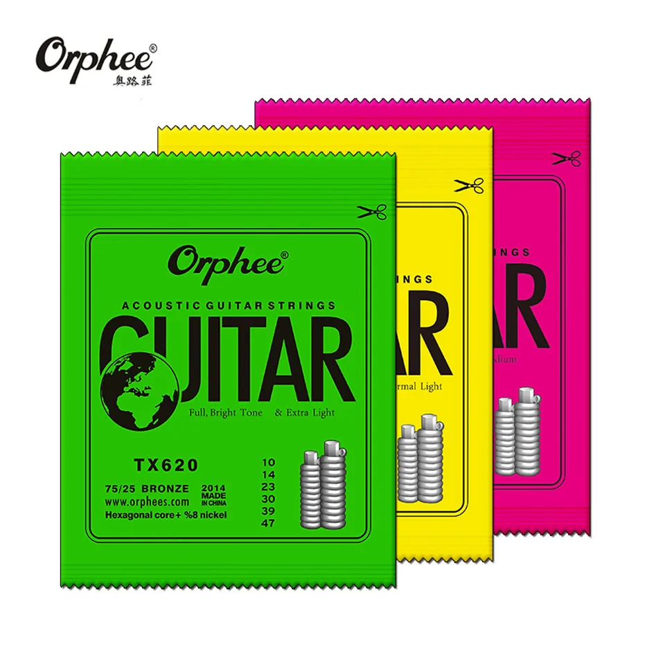 Хит продаж струны Orphee для акустической гитары с шестигранным сердечником и 8%