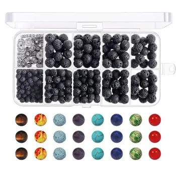 400pcs Lava Stone Rock Beads with Chakra Beads for Essential Oil and Jewelry Making
400pcs Lava Stone Rock Beads with Chakra Beads for Essential Oil and Jewelry Making