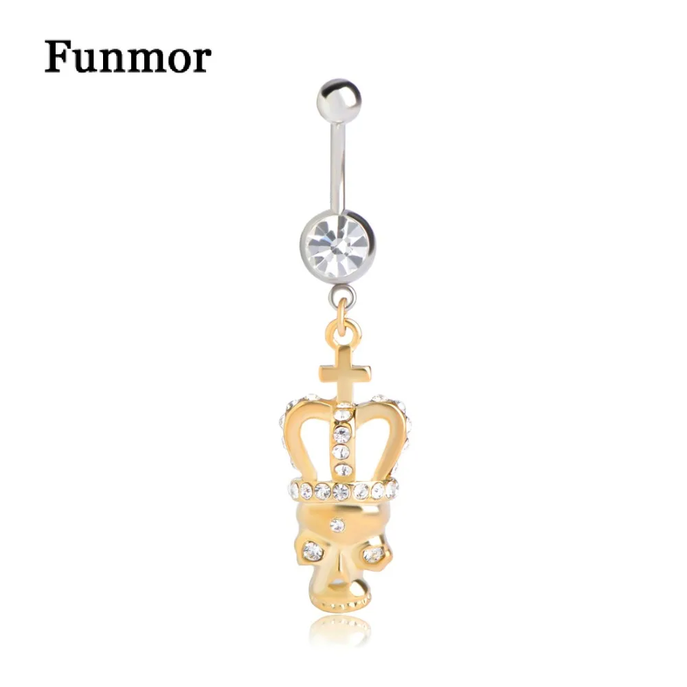 Funmor Crown Skeleton Crystal Navel Piercing Jewelry Stainless Steel Pendant Belly Button Ring Ball Piercing Nombril Bar Joias
Funmor Crown Skeleton Crystal Navel Piercing Jewelry Stainless Steel Pendant Belly Button Ring Ball Piercing Nombril Bar Joias