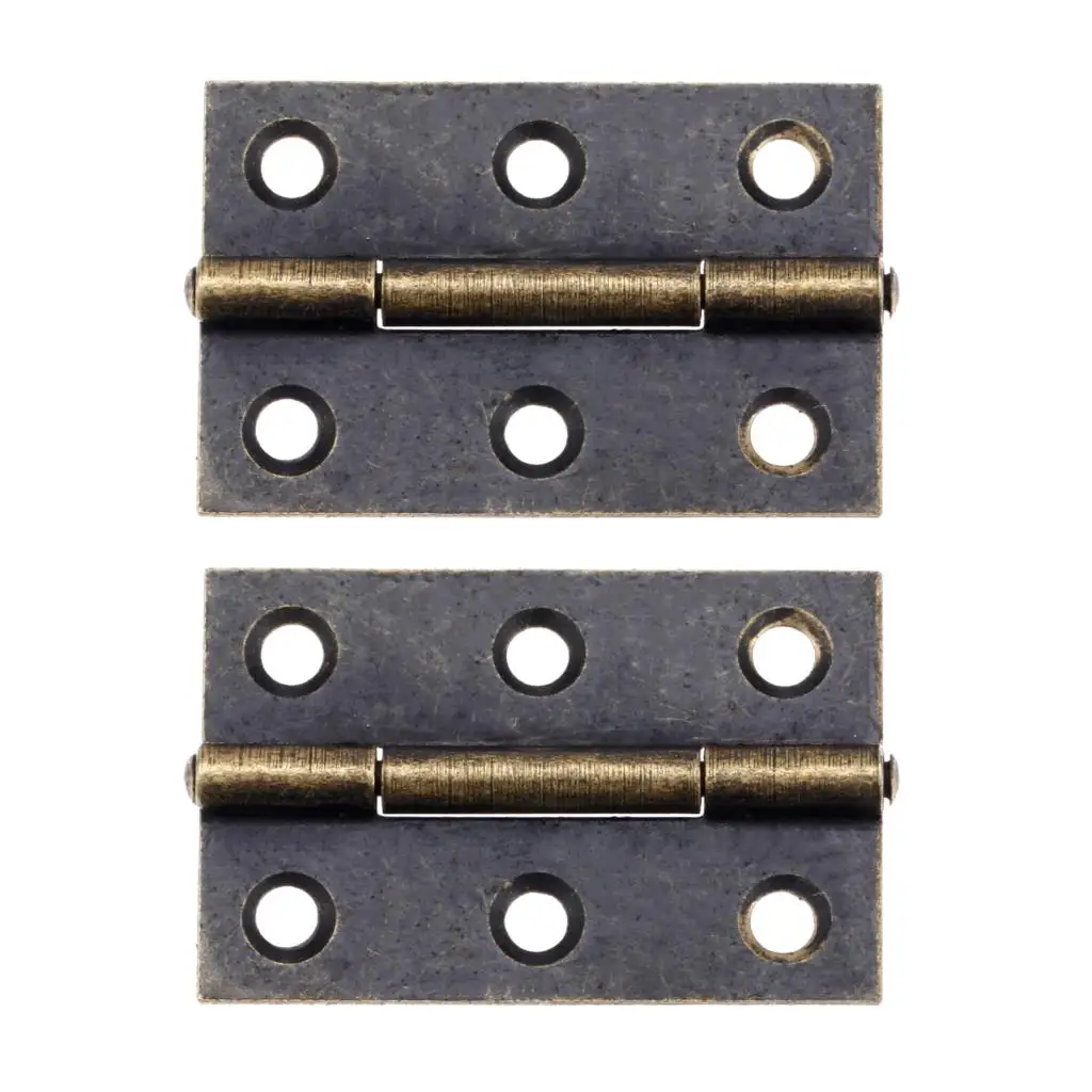 Description Picture 6 of itemDRELD 2Pcs Cabinet Door Luggage Furniture Hinge Jewelry Wood Boxes Hinge 6 Holes Vintage Furniture Decoration with Screw