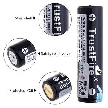 

TrustFire 18650 Protected Rechargeable Batteries 3.7V 2600mAh Lithium Li-ion Battery For Led Flashlights with PCB