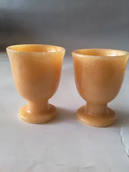 

Exquisite Chinese jades goblet beautiful natural Yellow color handmade Wine cup free shipping