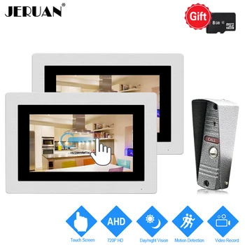 

JERUAN 1.0MP 720P AHD Motion Detection 7`` Touch Screen Video Door Phone Intercom System 2 Record Monitors + HD IR Mini Camera