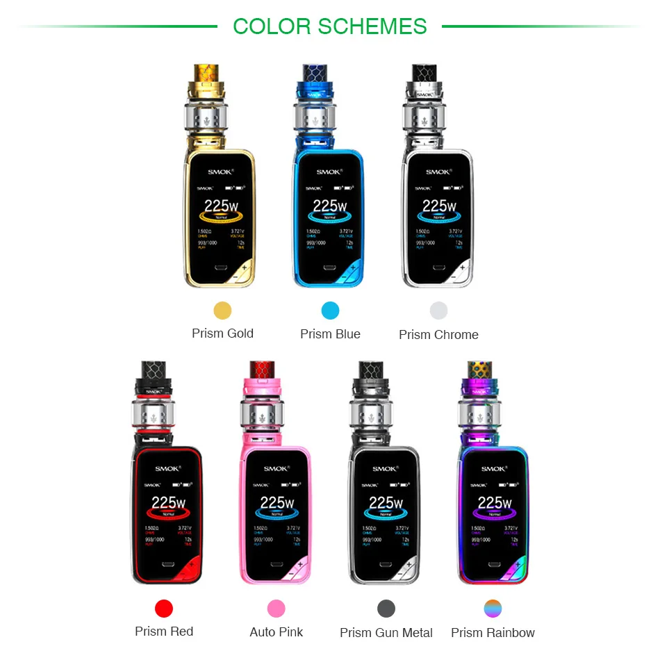 DHL Free! SMOK X-Priv 225W TC Vape Kit with 8ml/2ml TFV12 Prince Atomizer Fit Q4/X6/T10 Core No 18650 Battery Vs CP Couples