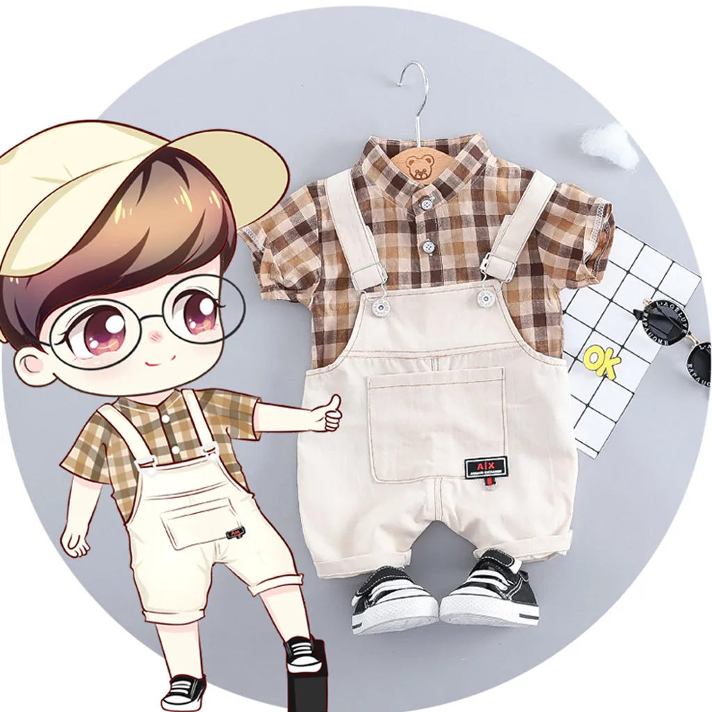Baby Boy Clothes Sets Newborn Outfit Plaid T-shirt Tops Jeans Overall Suspender Top 2Piece kit Dropshipping vetement bébé garçon
Baby Boy Clothes Sets Newborn Outfit Plaid T-shirt Tops Jeans Overall Suspender Top 2Piece kit Dropshipping vetement bébé garçon