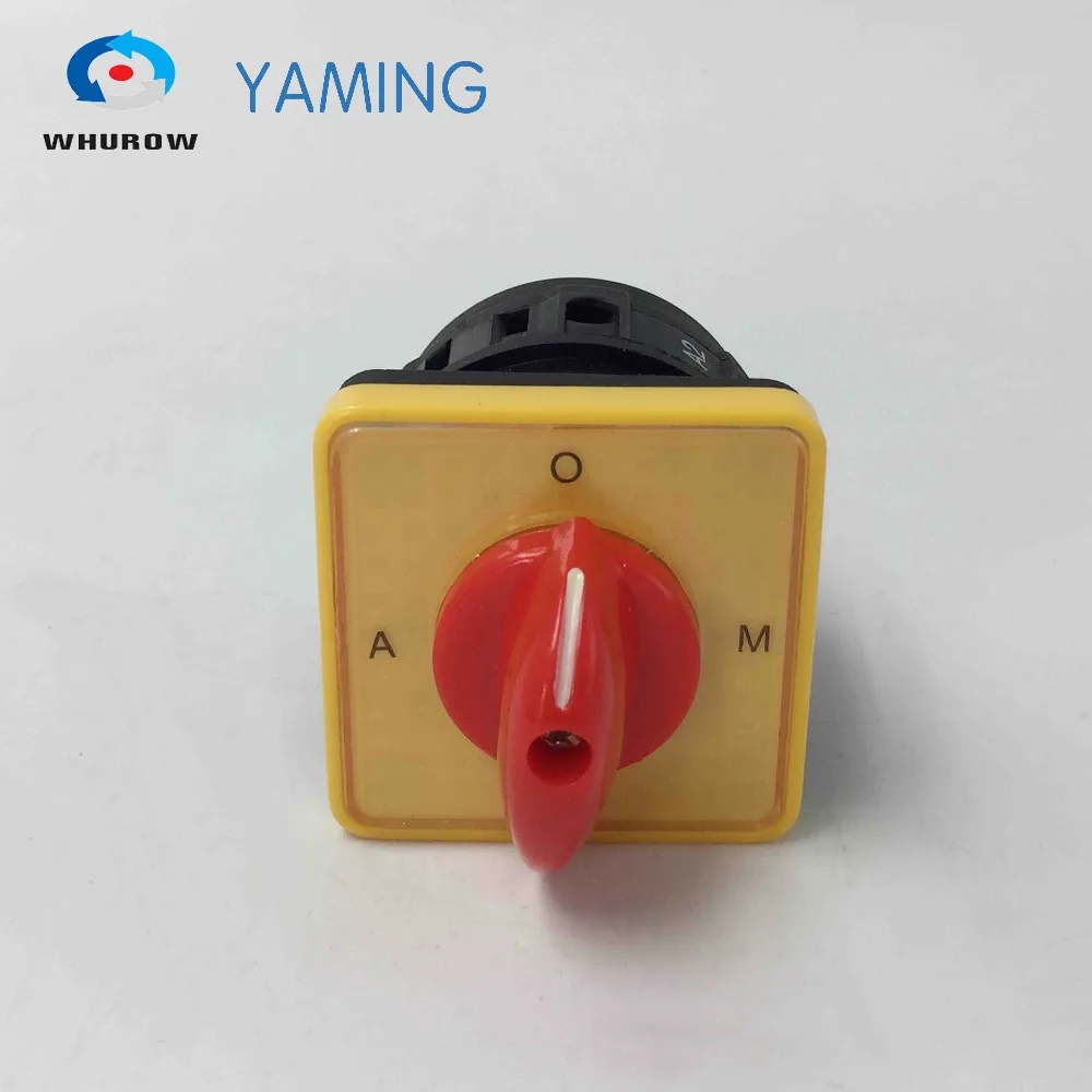A-O-M 3 position selector switch 16A 1 pole changeover rotary cam switch yellow panel red handle small size control circuit
A-O-M 3 position selector switch 16A 1 pole changeover rotary cam switch yellow panel red handle small size control circuit
