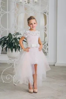 2019 New Pink Tulle Lace Flower Girl Dresses High Low Style flower girl robes Short Sleeves vestido fiesta
2019 New Pink Tulle Lace Flower Girl Dresses High Low Style flower girl robes Short Sleeves vestido fiesta