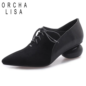 ORCHALISA Women genuine leather shoes Pointed toe Spherical heel Cross-tied Black Patchwork Spring summer Casual Work Office Hot
ORCHALISA Women genuine leather shoes Pointed toe Spherical heel Cross-tied Black Patchwork Spring summer Casual Work Office Hot