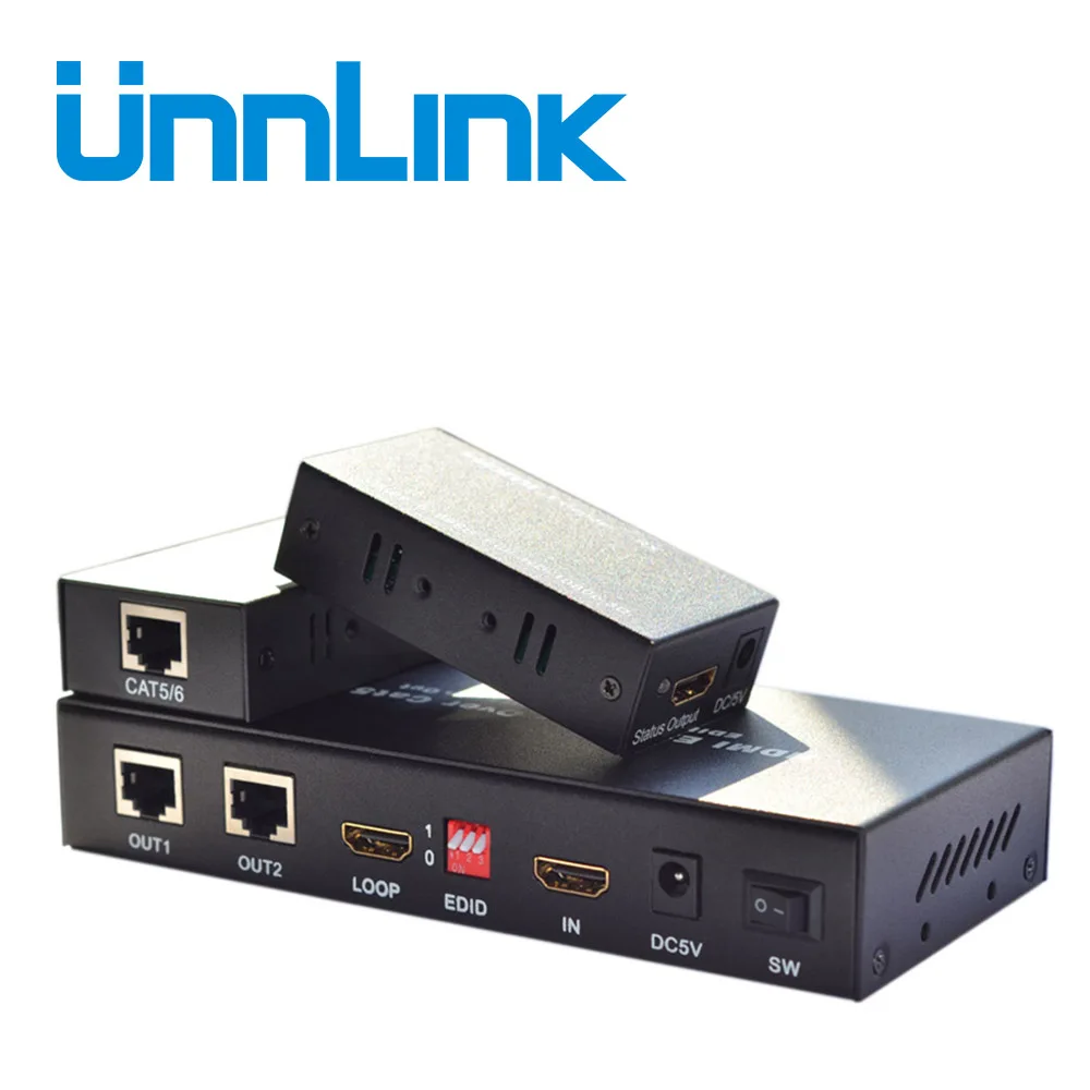 

Unnlink HDMI Extender 60m 1X2 CAT5E/6 HDMI Splitter 1*2 Extension Support 1080P@60Hz TX and RX Over Ethernet RJ45 Cables