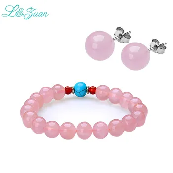 Stud Earrings & Bracelet Set For Women Sterling Silver Jewelry Pink Natural Rose Quartz Fine Jewelry Set for Girls Party Gift
Stud Earrings & Bracelet Set For Women Sterling Silver Jewelry Pink Natural Rose Quartz Fine Jewelry Set for Girls Party Gift