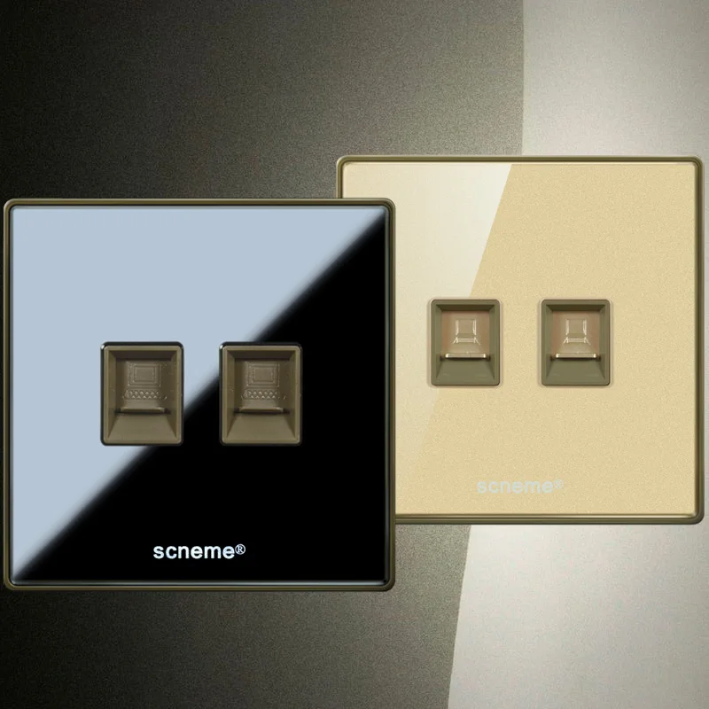 Double Computer/pc Wall Socket, 86 type LAN port Internet Electric Outlet, Black/gold Crystal acrylic panel
Double Computer/pc Wall Socket, 86 type LAN port Internet Electric Outlet, Black/gold Crystal acrylic panel