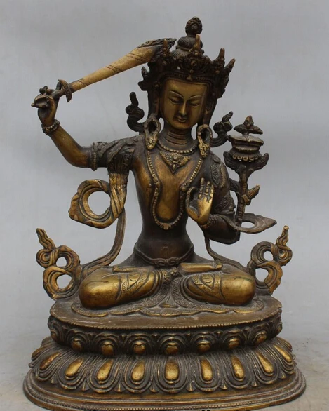 huij 007846 Tibet Buddhism Temple Bronze Wenshu Manjushri Kwan-Yin Hold Sword Buddha Statue
huij 007846 Tibet Buddhism Temple Bronze Wenshu Manjushri Kwan-Yin Hold Sword Buddha Statue