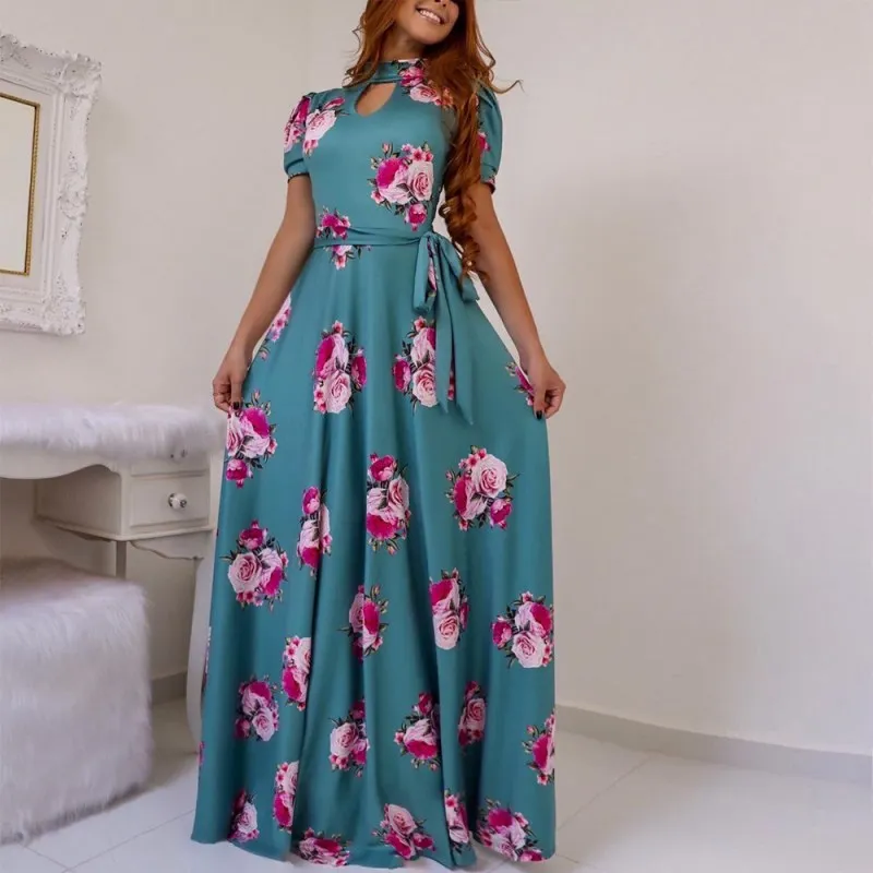 5XL Summer Autumn Boho Floral Short Sleeve Long Dress Elegant Women Flower Printing Maxi Dress Wrap Belt Big Hem Plus Size Dress
5XL Summer Autumn Boho Floral Short Sleeve Long Dress Elegant Women Flower Printing Maxi Dress Wrap Belt Big Hem Plus Size Dress