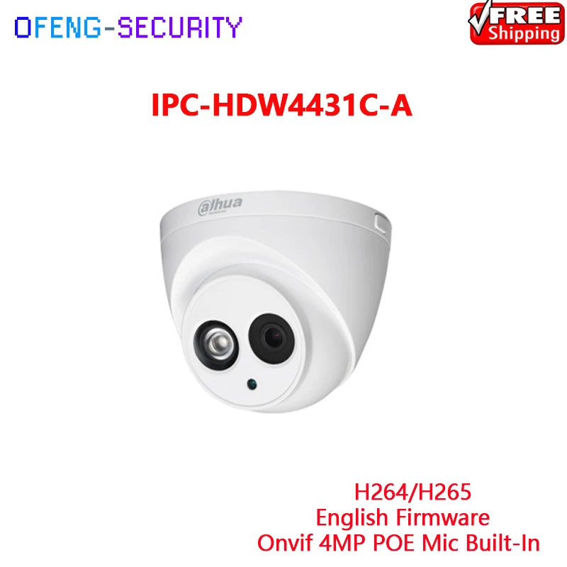 Dahua IPC IPC-HDW4431C-A 4MP IP POE Camera IR 30m Mic Built-in H265 H264 English Firmware
Dahua IPC IPC-HDW4431C-A 4MP IP POE Camera IR 30m Mic Built-in H265 H264 English Firmware