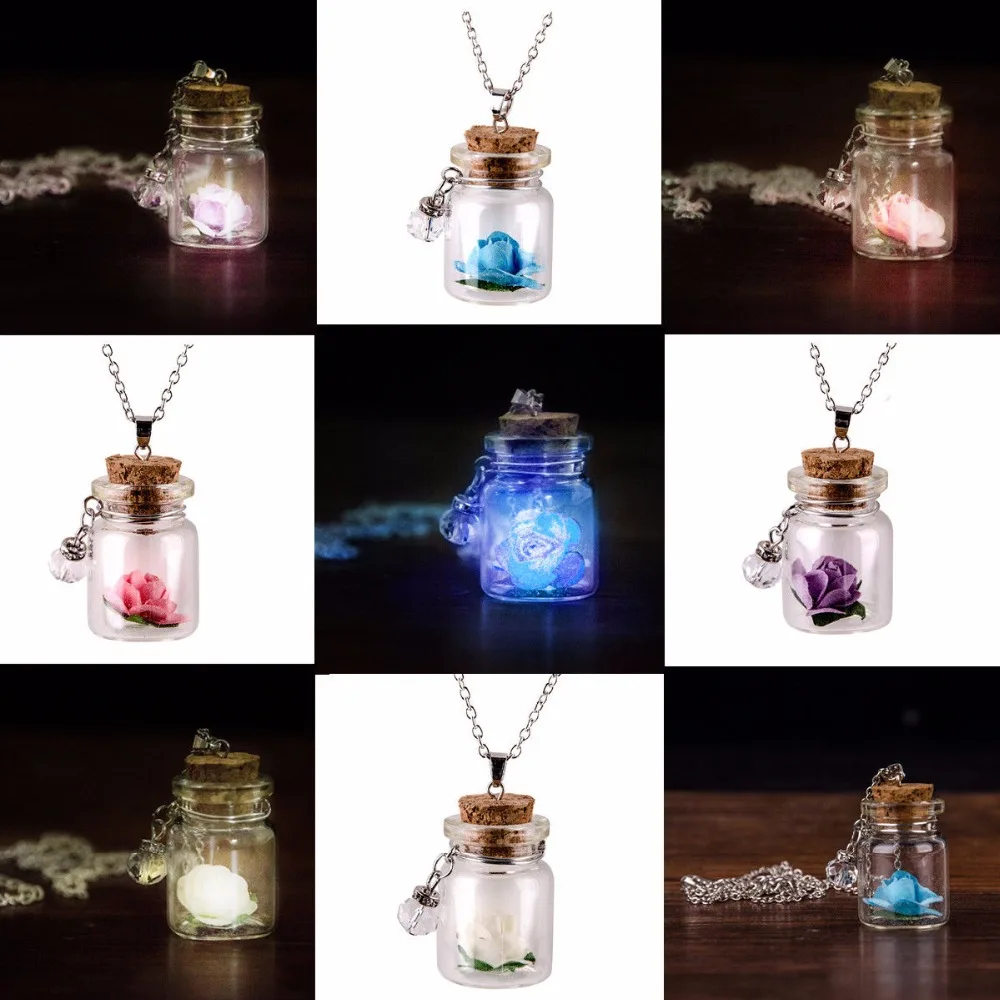 Fashion Glow in the Dark Flower Glass Small Wishing Bottle Pendant Beach Long ChainNecklace Women Girl Gift Necklace Jewelry
Fashion Glow in the Dark Flower Glass Small Wishing Bottle Pendant Beach Long ChainNecklace Women Girl Gift Necklace Jewelry