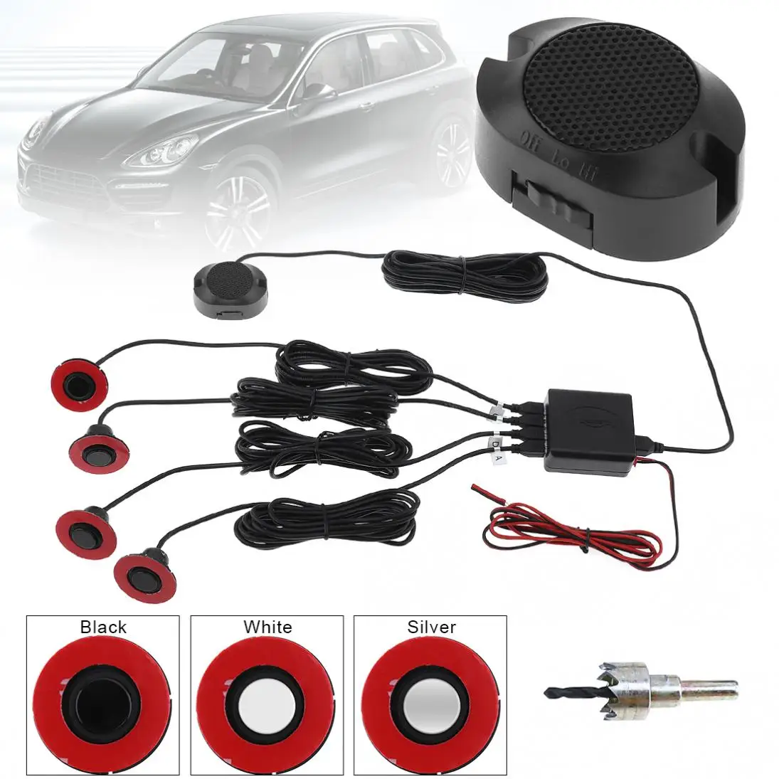 

16.5mm Car Video Auto Parking Sensor 4 Sensors Reverse Backup Car Parking Radar Monitor Assistance Wings/Flat Sensors Optional